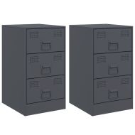Нощни шкафчета, 2 бр, антрацит, 34,5x39x62 см, стомана