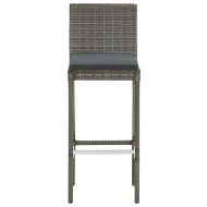 Градински бар комплект, 5 части, сиво, акация масив и полиратан