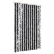 Ресни за врата против мухи, сиво и черно, 118x220 см, шенил