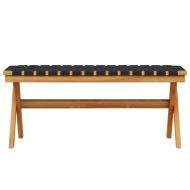 Градинска пейка, черна, акация масив и плат