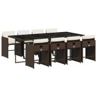 Градински трапезен комплект възглавници 9 части кафяв полиратан