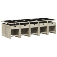 Градински комплект с възглавници 11 части, светлосив полиратан