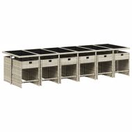 Градински комплект от 13части с възглавници светлосив полиратан