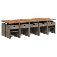 Градински комплект с възглавници 15 части полиратан сив