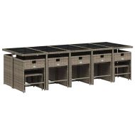 Градински комплект с възглавници 15 части полиратан сив