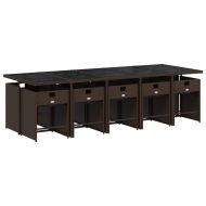 Градински комплект с възглавници 11 части кафяв полиратан