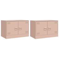 ТВ шкафове, 2 бр, розови, 67x39x44 см, стомана