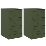 Нощни шкафчета 2 бр маслиненозелени 34,5x39x62 см стомана