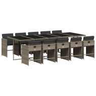 Градински комплект с възглавници 11 части сив полиратан