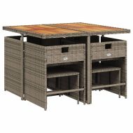 Градински трапезен комплект 9 части с възглавници сив полиратан