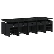 Градински комплект с възглавници 15 части полиратан черен