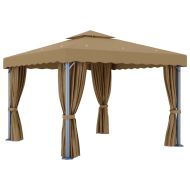 Шатра със завеси, 3x3 м, таупе, алуминий