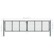 Градинска мрежеста порта, поцинкована стомана, 400x75 см, сива