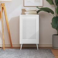 Врата за шкаф с решетен дизайн, бяла, 61,5x39,4 см, бор масив