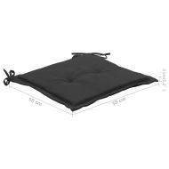 Градински трапезни столове, 3 бр, с възглавници, акация масив