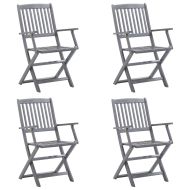 Сгъваеми градински столове, 4 бр, с възглавници, акация масив