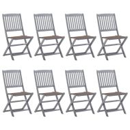 Сгъваеми градински столове, 8 бр, с възглавници, акация масив