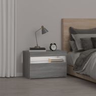 Нощно шкафче с LED осветление, сив сонома, 60x35x40 см
