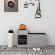 Пейка за обувки, бетонно сива, 94,5x31x57 см, инженерно дърво
