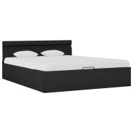 Легло с повдигащ механизъм и LED тъмносиво текстил 140x200 см