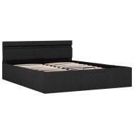 Легло с повдигащ механизъм и LED тъмносиво текстил 140x200 см