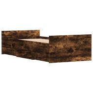 Рамка за легло с горна и долна табла, опушен дъб, 90x200 см