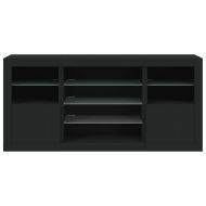 Сайдборд с LED светлини, черен, 142,5x37x67 см