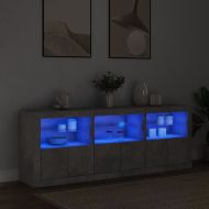 Сайдборд с LED светлини, бетонно сив, 181,5x37x67 см