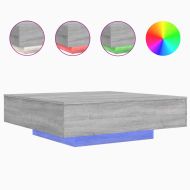 Маса за кафе с LED осветление, сив сонома, 100x100x31 см