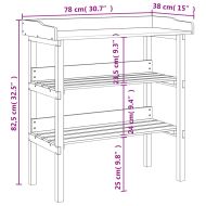 Маса за разсаждане с рафтове сива 78x38x82,5 см масивна ела