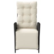 Накланящи градински столове с подложка 2 бр, черен, полиратан