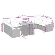 Градински диван с възглавници, 11 части, бежов полиратан