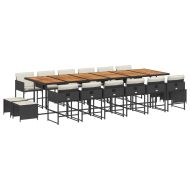 Градински комплект с възглавници 17 части полиратан черен