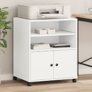 Стойка за принтер с колелца, бяла, 60x48x74 см