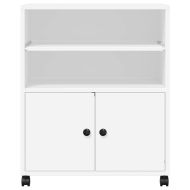 Стойка за принтер с колелца, бяла, 60x48x74 см