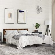 Рамка за легло, опушен дъб, 160x200 см, инженерно дърво и метал