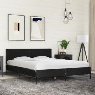 Рамка за легло, черна, 150x200 см, инженерно дърво и метал