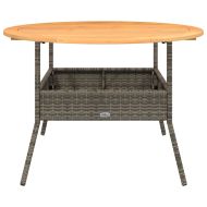 Градинска маса с дървен плот акация сива Ø110x71 см полиратан