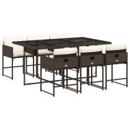 Градински трапезен комплект възглавници 7 части кафяв полиратан