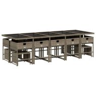 Градински комплект с възглавници 15 части полиратан сив