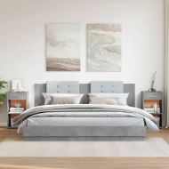 Нощни шкафчета 2 бр бетонно сиво 35x34x65 см инженерно дърво