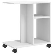 Помощна маса с колелца бяла 50x30x55 см инженерно дърво