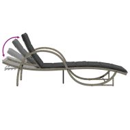 Шезлонги, 2 бр, с шалтета, светлосиви, полиратан