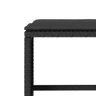 Градински диван с възглавници, 6 части, черен, полиратан