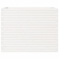 Градински сандък, бял, 90x60x68,5 см, масивна борова дървесина