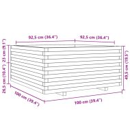 Градински сандък, бял, 100x100x49,5см, масивна борова дървесина