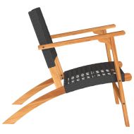 Градински столове, 2 бр, черни, полиратан и акациево дърво