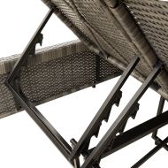 Двоен шезлонг с възглавници, сив, полиратан