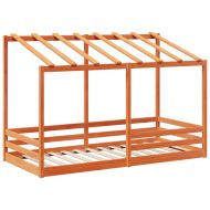 Детско легло с покрив, восъчнокафяво, 90x200 см, бор масив