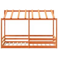 Детско легло с покрив, восъчнокафяво, 90x200 см, бор масив